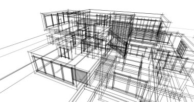 Arkaplanda mimari bina 3d illüstrasyon
