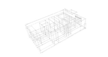 Arkaplanda mimari bina 3d illüstrasyon