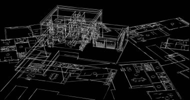 Mimari sanat konseptinde soyut çizgiler, minimum geometrik şekiller. 