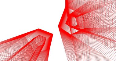 3d mimari duvar kağıdı tasarımı, dijital bina çizimi 