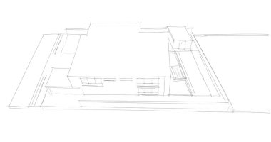 Mimari sanat konseptinde soyut çizgiler, minimum geometrik şekiller. 