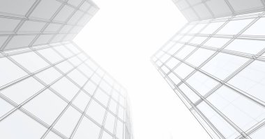 Arkaplanda mimari bina 3d illüstrasyon