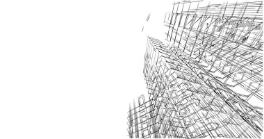 Mimari sanat konseptinde soyut çizgiler, minimum geometrik şekiller. 