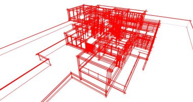 Arkaplanda mimari bina 3d illüstrasyon