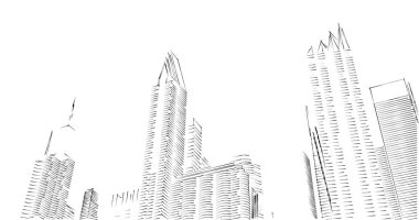 Arkaplanda mimari bina 3d illüstrasyon