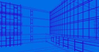 Mimari sanat konseptinde soyut çizgiler, minimum geometrik şekiller. 