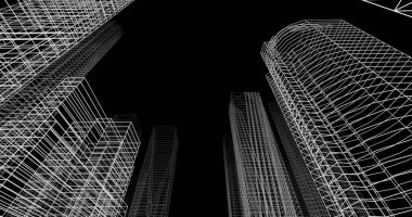 Arkaplanda mimari bina 3d illüstrasyon