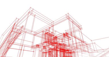 Arkaplanda mimari bina 3d illüstrasyon
