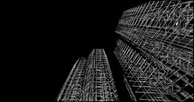 Mimari sanat konseptinde soyut çizgiler, minimum geometrik şekiller. 