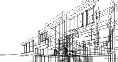 Mimari sanat konseptinde soyut çizgiler, minimum geometrik şekiller. 