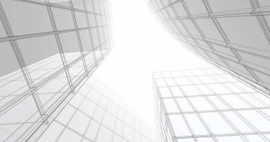 Arkaplanda mimari bina 3d illüstrasyon