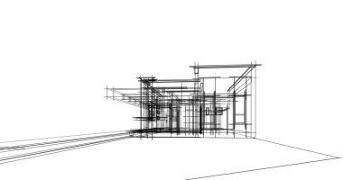 Mimari sanat konseptinde soyut çizgiler, minimum geometrik şekiller. 