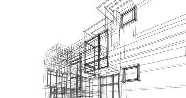Mimari sanat konseptinde soyut çizgiler, minimum geometrik şekiller. 