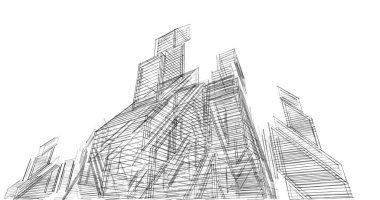 Mimari sanat konseptinde soyut çizgiler, minimum geometrik şekiller. 