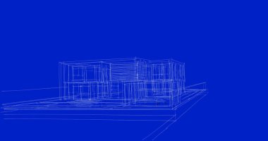 Arkaplanda mimari bina 3d illüstrasyon