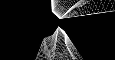 Mimari sanat konseptinde soyut çizgiler, minimum geometrik şekiller. 