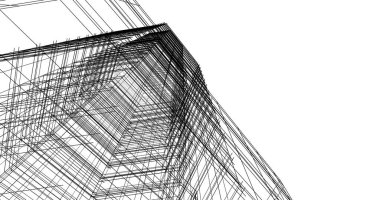 Arkaplanda mimari bina 3d illüstrasyon