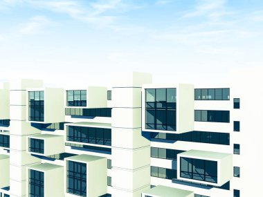 Arkaplanda mimari bina 3d illüstrasyon