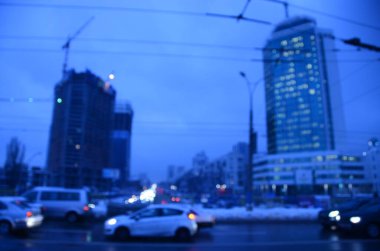 Bulanık soyut ışıklar gece şehrin arka planı