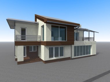 Arkaplanda mimari bina 3d illüstrasyon