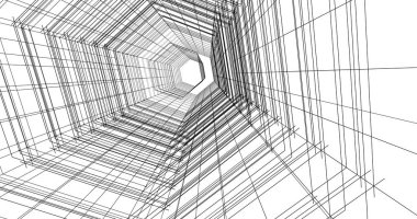 Arkaplanda mimari bina 3d illüstrasyon