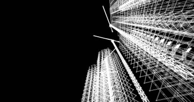 Mimari sanat konseptinde soyut çizgiler, minimum geometrik şekiller. 