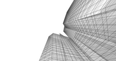 Arkaplanda mimari bina 3d illüstrasyon