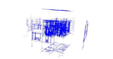 Mimari sanat konseptinde soyut çizgiler, minimum geometrik şekiller. 