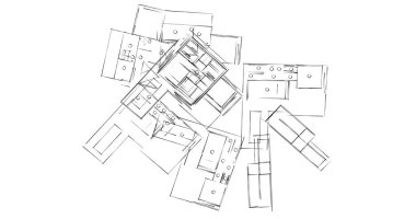 Mimari sanat konseptinde soyut çizgiler, minimum geometrik şekiller. 