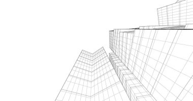 Arkaplanda mimari bina 3d illüstrasyon