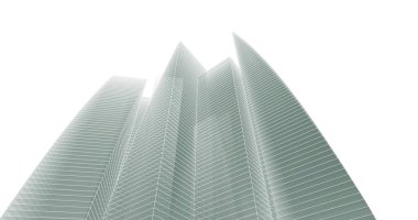 Arkaplanda mimari bina 3d illüstrasyon