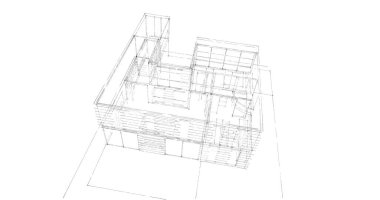 Arkaplanda mimari bina 3d illüstrasyon