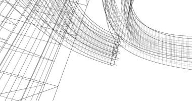 Mimari sanat konseptinde soyut çizgiler, minimum geometrik şekiller. 