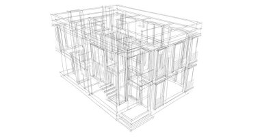 Arkaplanda mimari bina 3d illüstrasyon