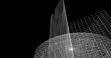 Mimari sanat konseptinde soyut çizgiler, minimum geometrik şekiller. 