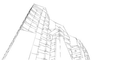 Arkaplanda mimari bina 3d illüstrasyon,