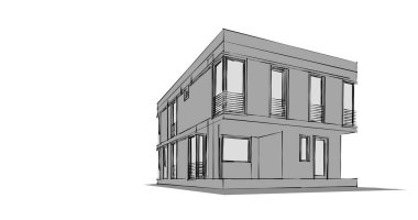 Arkaplanda mimari bina 3d illüstrasyon