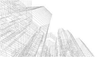 Arkaplanda mimari bina 3d illüstrasyon