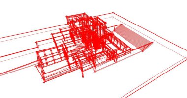 Arkaplanda mimari bina 3d illüstrasyon