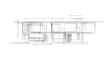 Arkaplanda mimari bina 3d illüstrasyon