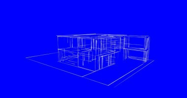 Arkaplanda mimari bina 3d illüstrasyon