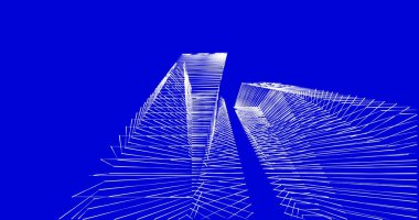 Mimari sanat konseptinde soyut çizgiler, minimum geometrik şekiller. 