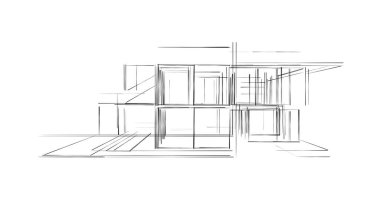 Mimari sanat konseptinde soyut çizgiler, minimum geometrik şekiller. 