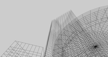 Mimari sanat konseptinde soyut çizgiler, minimum geometrik şekiller. 