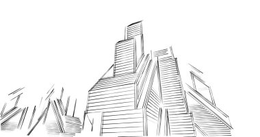 eskiz sanatı, geometrik mimari binalar tasarımı