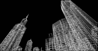 Mimari sanat konseptinde soyut çizgiler, minimum geometrik şekiller. 