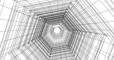 Arkaplanda mimari bina 3d illüstrasyon