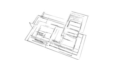 Mimari sanat konseptinde soyut çizgiler, minimum geometrik şekiller. 
