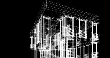 Mimari sanat konseptinde soyut çizgiler, minimum geometrik şekiller. 