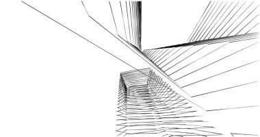 Mimari sanat konseptinde soyut çizgiler, minimum geometrik şekiller. 